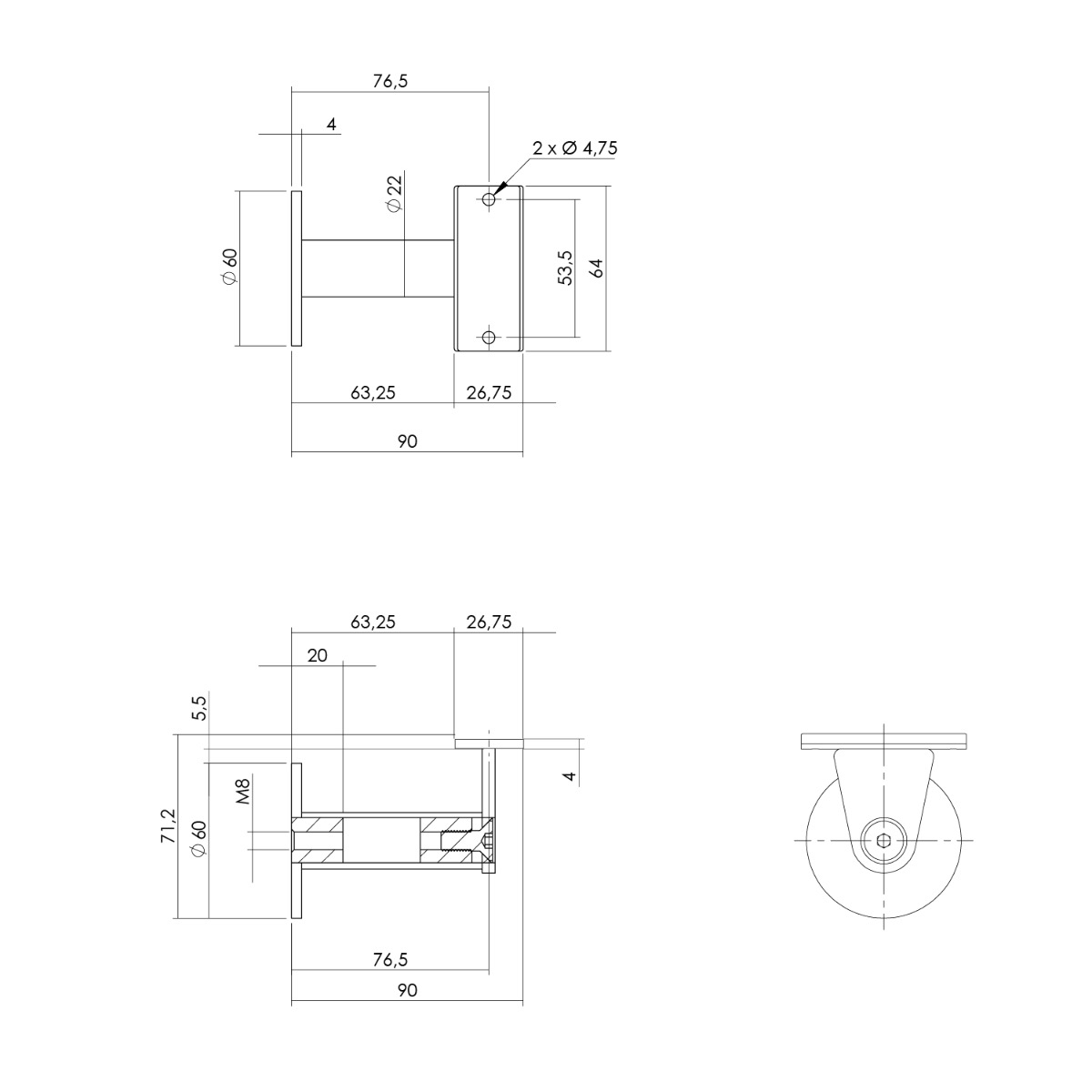 ROSTFRI LEDSTÅNGSKROK KONISK Intersteel - 0035.730031