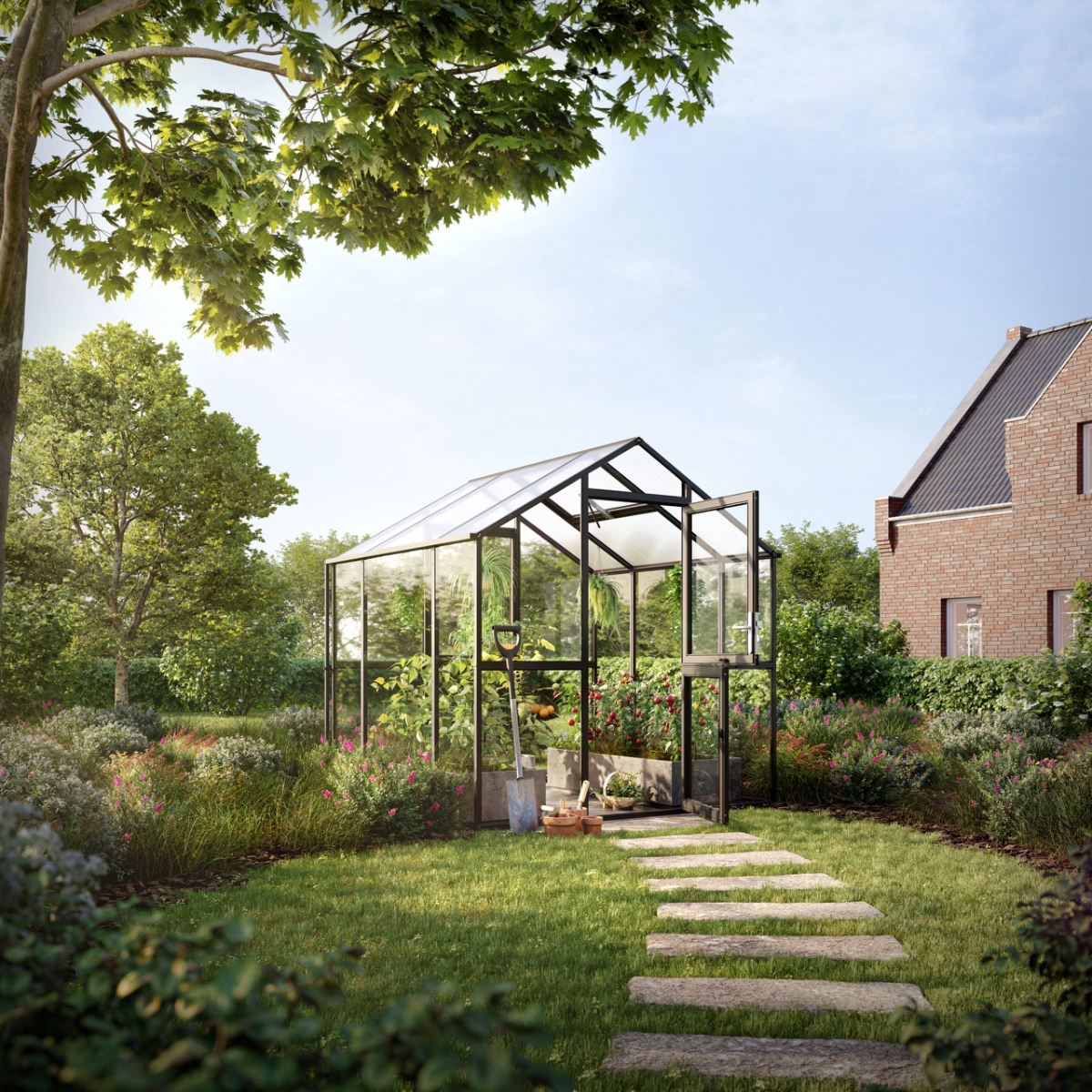 Premium Växthus 5,1 m² Aptasia III S - KGT Antracitgrå
