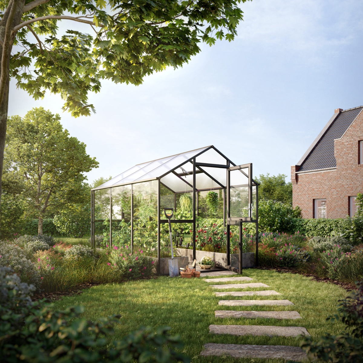 Premium Växthus 7,5 m² Aptasia III – KGT antracitgrå
