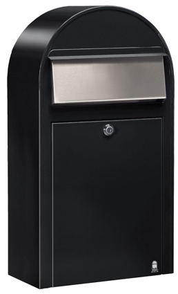 Postlåda BOBI GRANDE S - Svart RAL 9005 med rostfri lucka