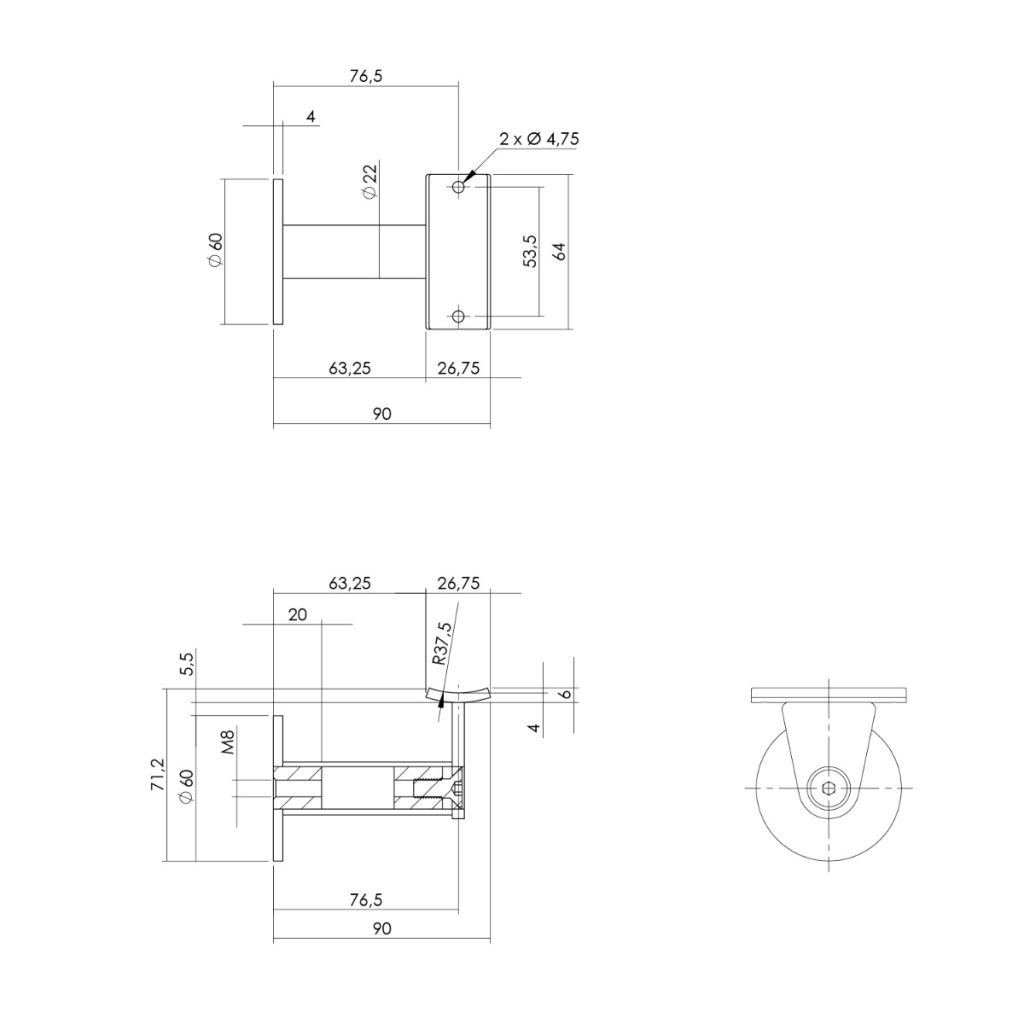 ROSTFRI LEDSTÅNGSKROK KONISK RUND Intersteel - 0035.730030