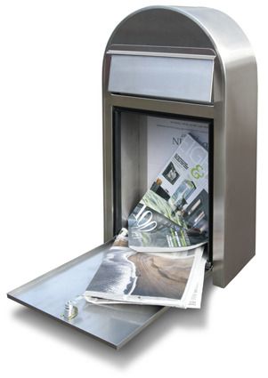 Postlåda BOBI GRANDE S - Vinröd RAL 3005 med rostfri lucka