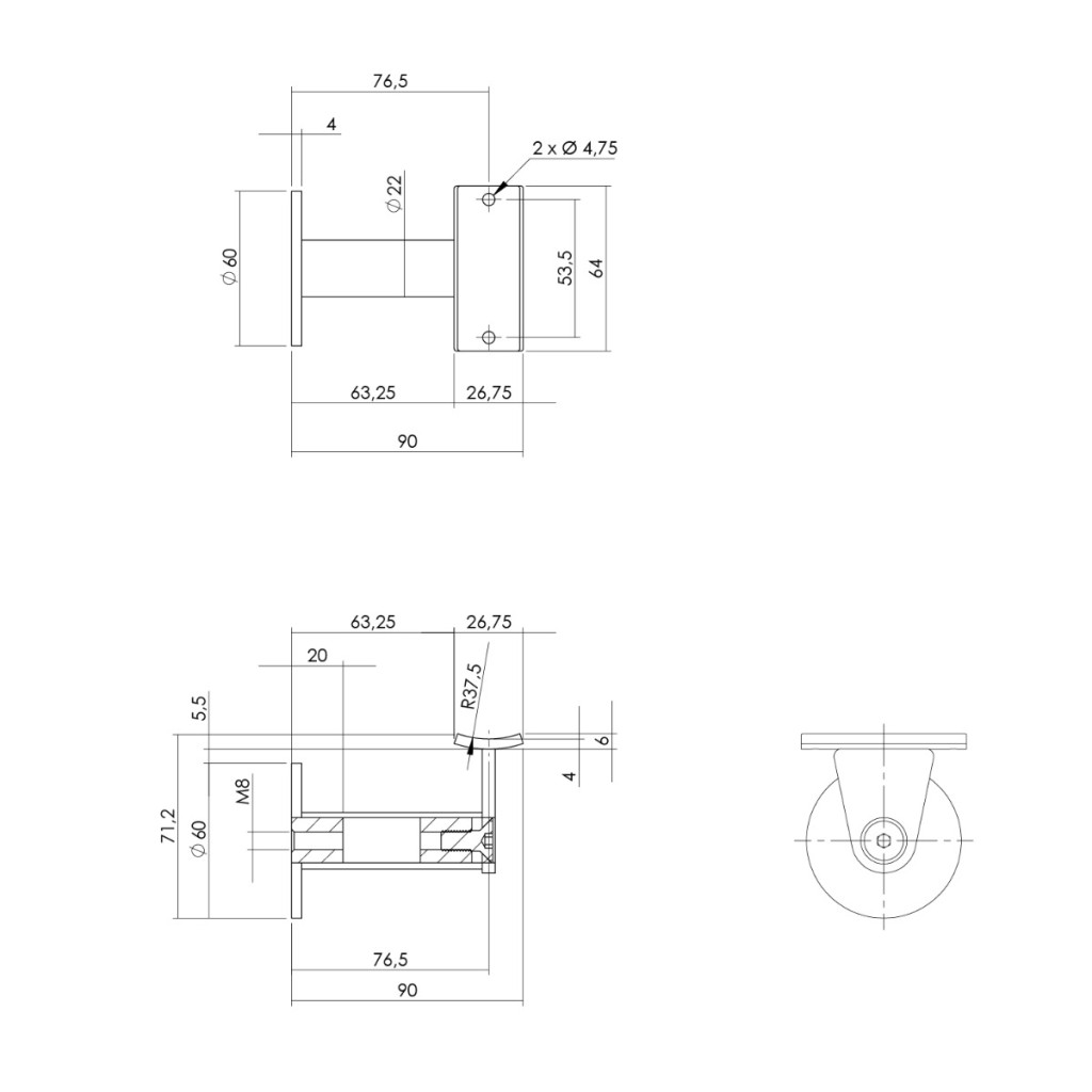 ROSTFRI LEDSTÅNGSKROK KONISK RUND Intersteel - 0035.730030
