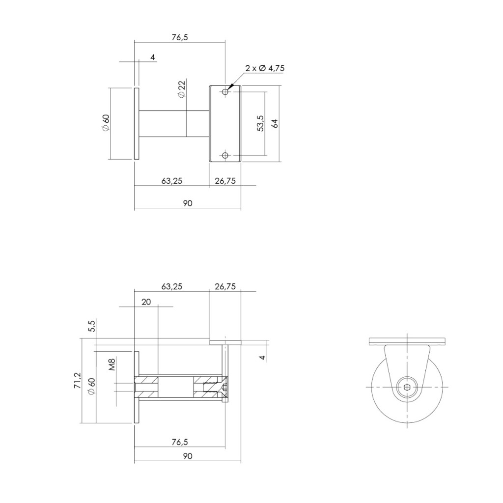 ROSTFRI LEDSTÅNGSKROK KONISK RUND Intersteel - 0035.730031