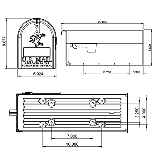 Postlåda amerikansk / US MAIL Elite E11W - Vit