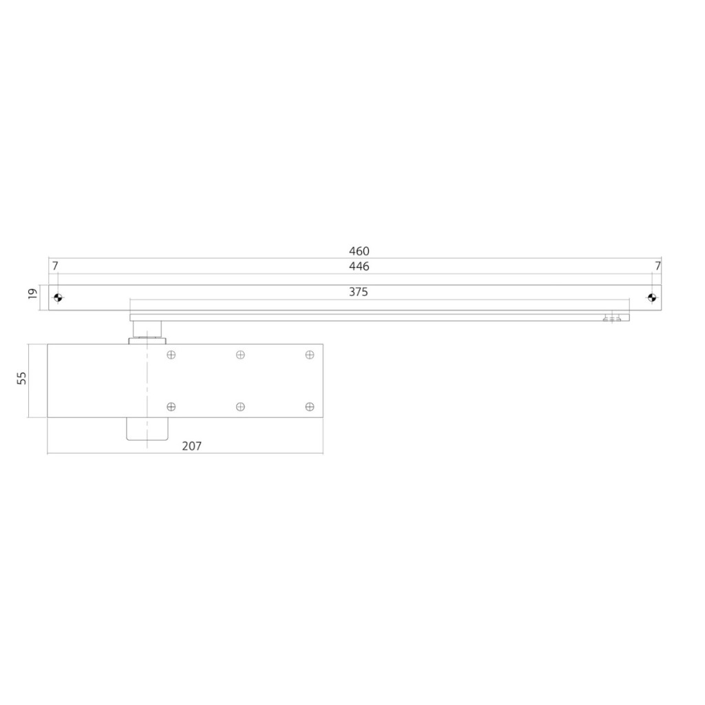 DÖRRSTÄNGARE SVART GLIDARM Intersteel 124 - Force 3