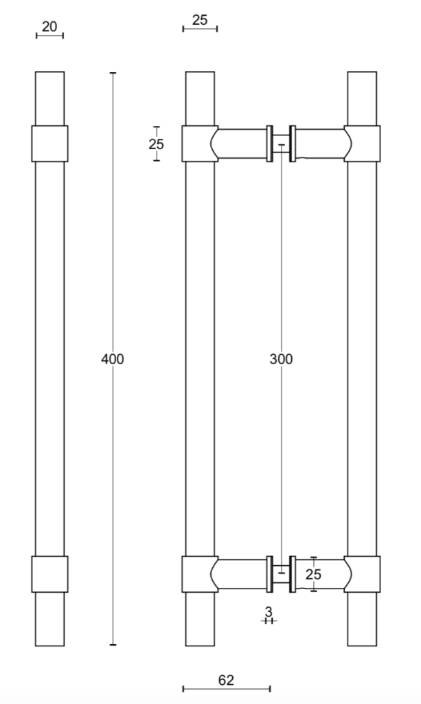 DRAGHANDTAG 320MM FORMANI SQUARE - Rostfri JB320