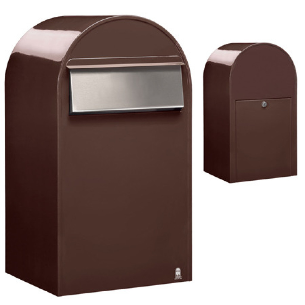 Postlåda BOBI GRANDE B (Baktöming) - Brun RAL 8017 och rostfri lucka