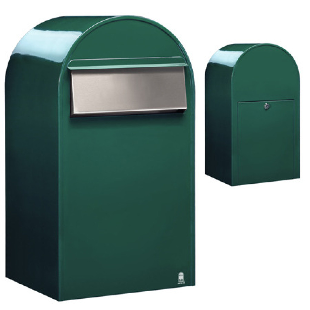 Postlåda BOBI GRANDE B (Baktöming) - Grön RAL 6005 med rostfri lucka