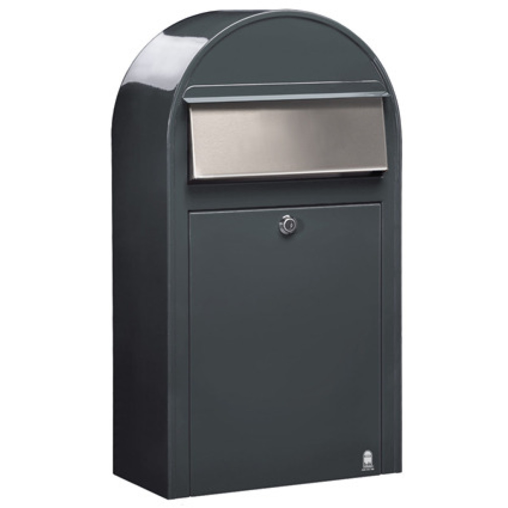 Postlåda BOBI GRANDE S - Grå RAL 7016 med rostfri lucka