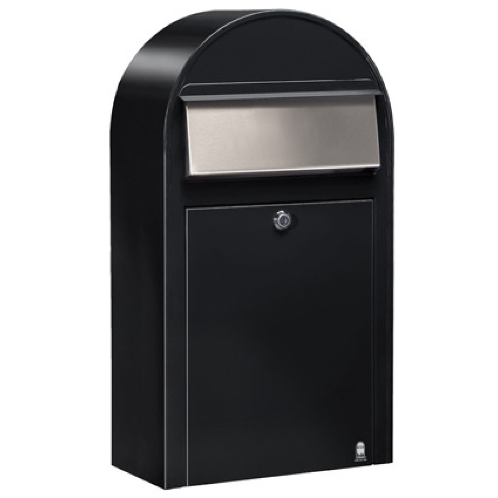 Postlåda BOBI GRANDE S - Svart RAL 9005 med rostfri lucka