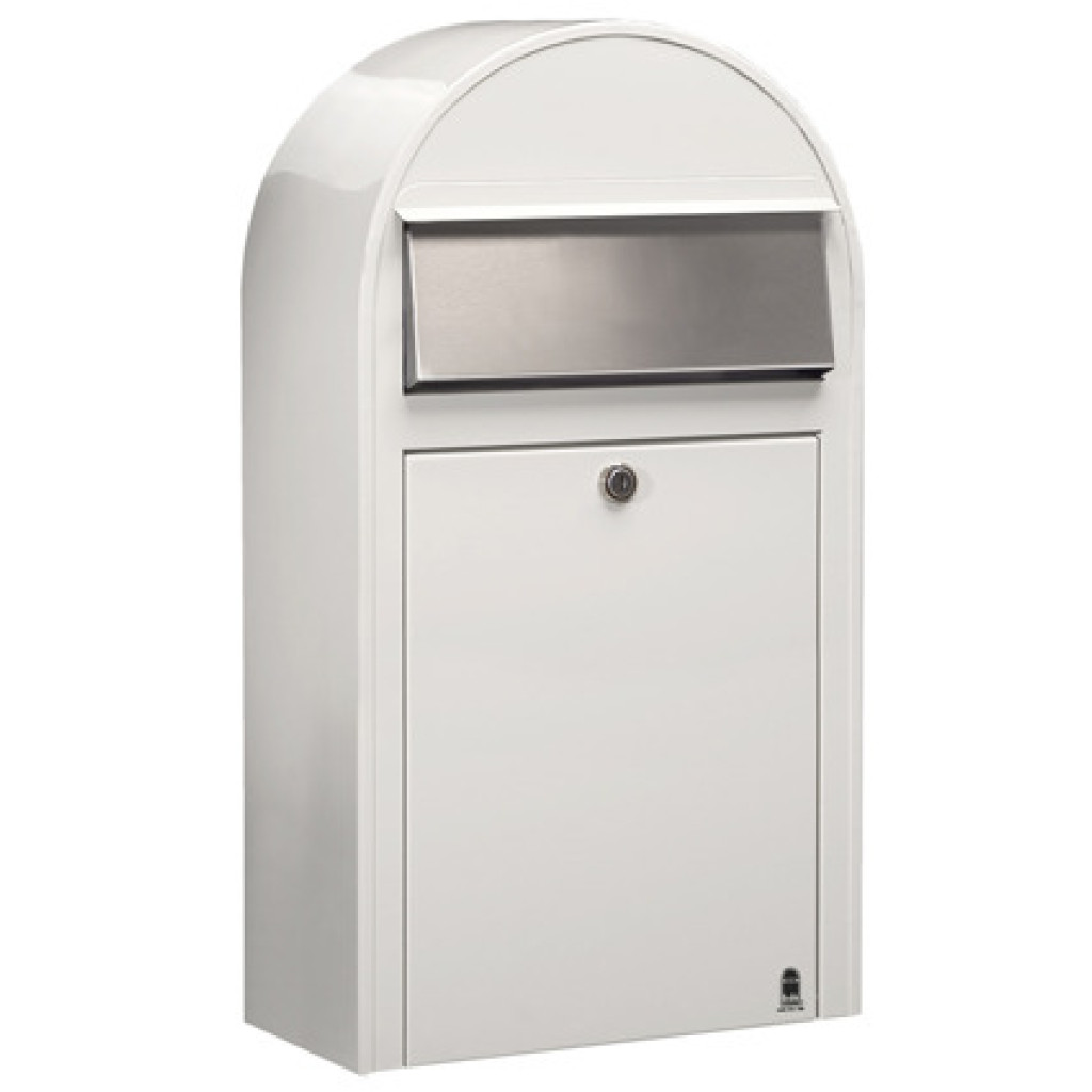 Postlåda BOBI GRANDE S - Vit RAL 9016 med rostfri lucka