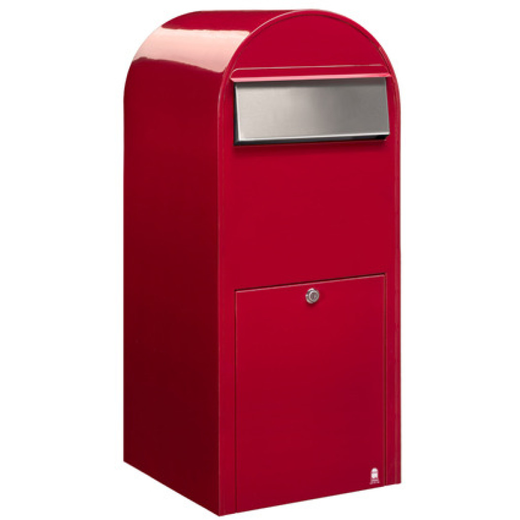 Postlåda BOBI JUMBO - Röd RAL 3001 med rostfri lucka