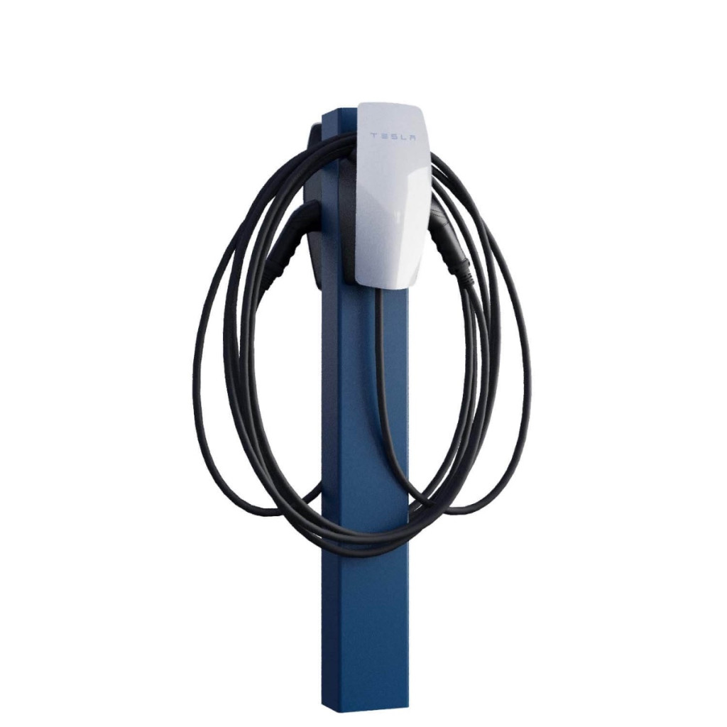 Dubbel laddstolpe för Tesla Wall Connector – Blå RAL 5002