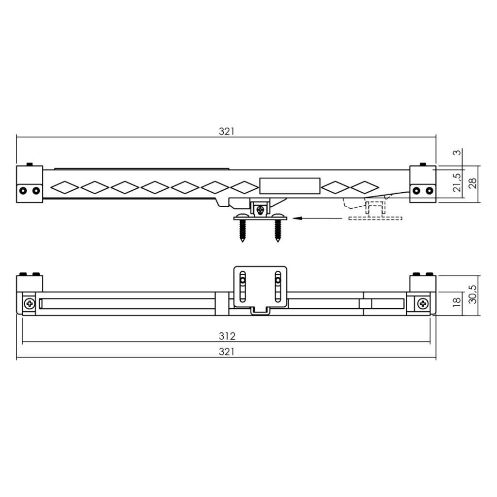 Skjutdörrsdämpare universal - Intersteel