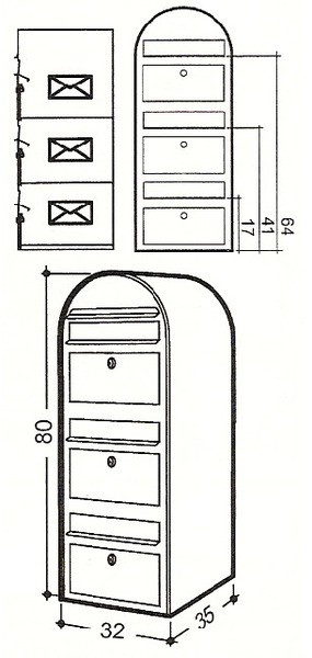 Postlåda BOBI TRIO - Blå RAL 5003