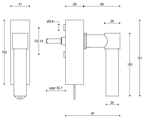 Fönsterhandtag låsbar PBL20-DKLOCK IN - Rostfritt stål