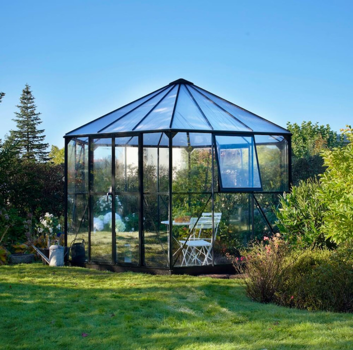 VÄXTHUS PAVILJONG HALLS ATRIUM 9 kvm med glas - Svart F09525