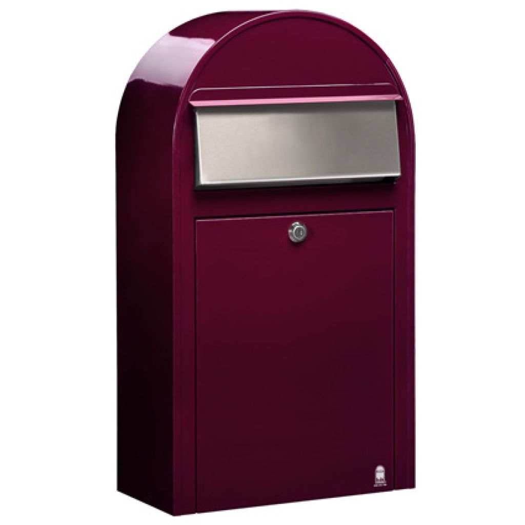 Postlåda BOBI GRANDE S - Vinröd RAL 3005 med rostfri lucka