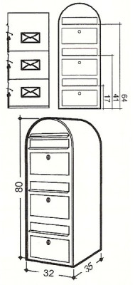 Postlåda BOBI TRIO - Grå RAL 7016 med rostfri lucka