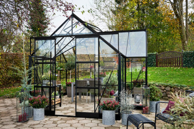 VÄXTHUS HALLS GARDEN ROOM 12,9 kvm med glas - Svart F09891