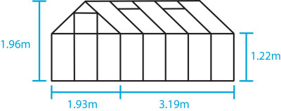 Växthus Halls Popular 106 6,2 kvm med polykarbonat - Svart F09710