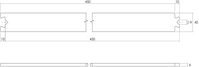Skjutdörrsskena förlängning 45cm Antik