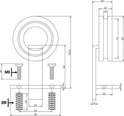 Skjutdörrsrulle sats till skjutdörrsbeslag Modern Top Matt