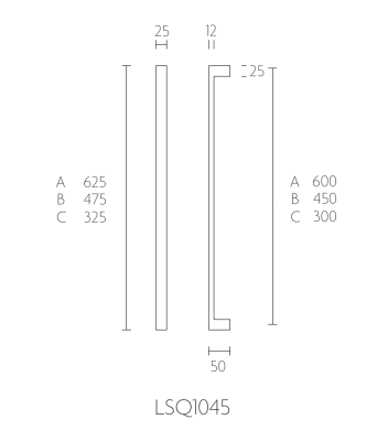 DRAGHANDTAG 450MM FORMANI SQUARE - Rostfri LSQ1045B