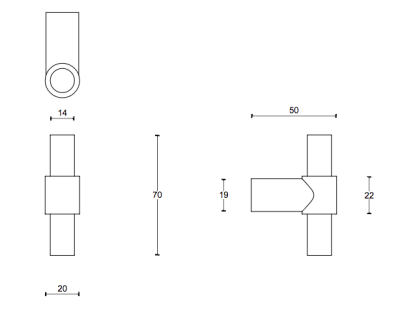 Möbelknopp PB14 IN- Rostfritt stål 