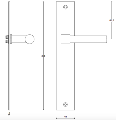 Dörrhandtag inkl. långskylt PBL15P236 NM - Matt svart