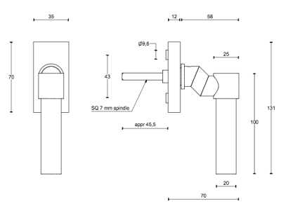 Fönsterhandtag PBL20F-DK IN - Rostfritt stål