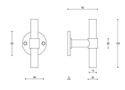 Dörrknopp PBT15V/50 IN - Rostfritt stål 