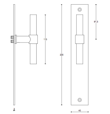 Dörrhandtag inkl. långskylt PBT15XLP236SFC IN - Rostfritt stål