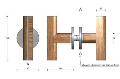 Knopp till glasdörr PBT22G INEN - Rostfritt stål / Ek