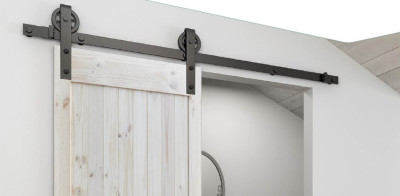 Skjutdörrsbeslag ladugårdsdörr komplett Wheel Matt Svart - 0023.450121