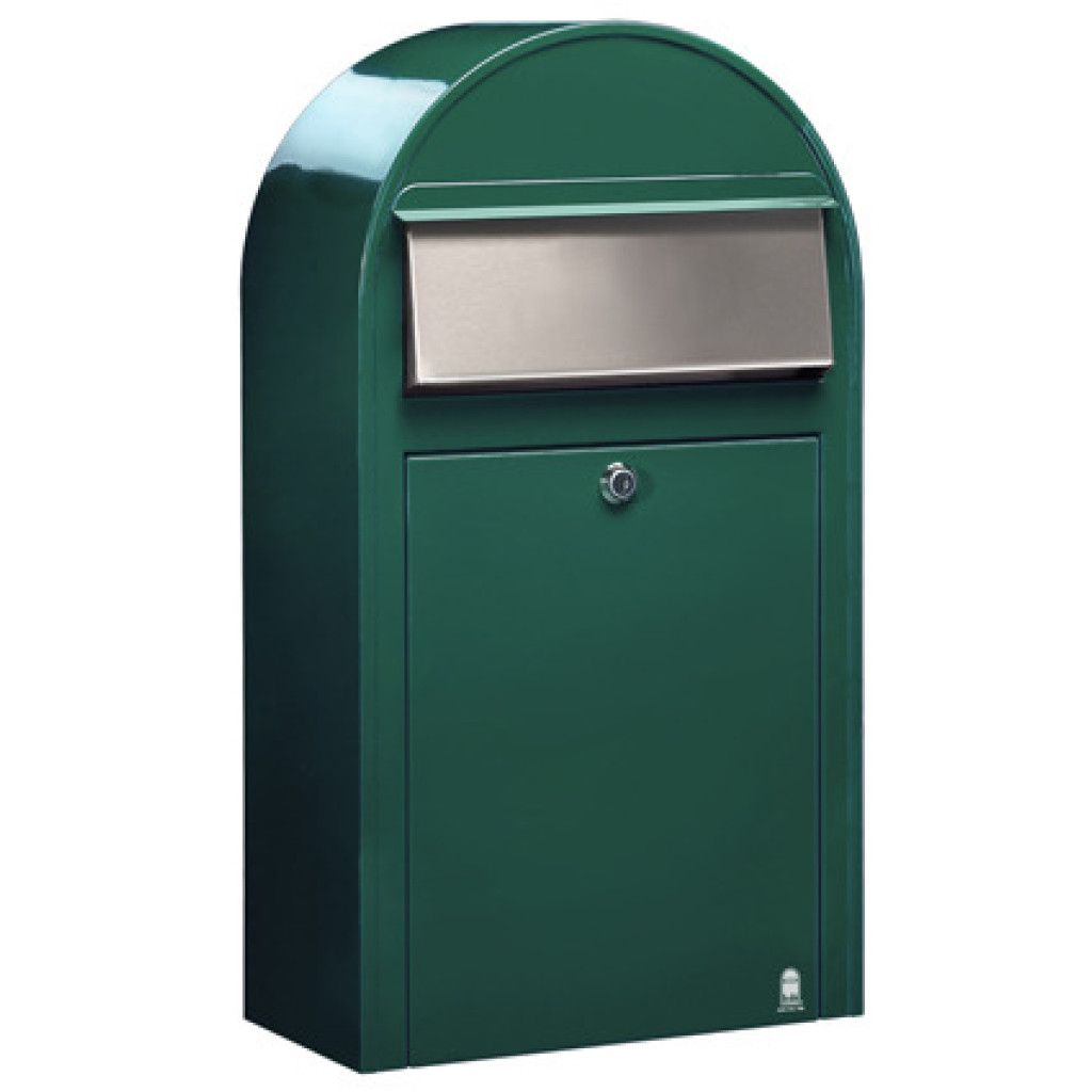 Postlåda BOBI GRANDE S - Grön RAL 6005 med rostfri lucka