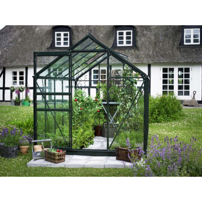 Växthus Halls Popular 106 6,2 kvm med härdat glas - Grön F09898