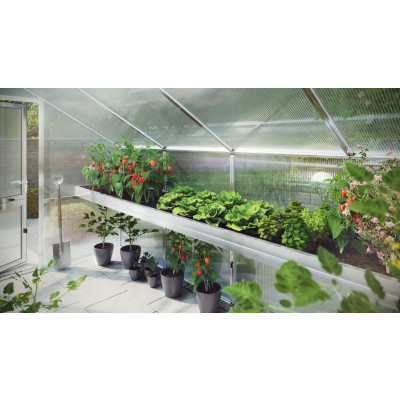Planteringsbricka växthus KGT Aptasia III small i aluminium, 2,17 m × 63 cm × 10 cm