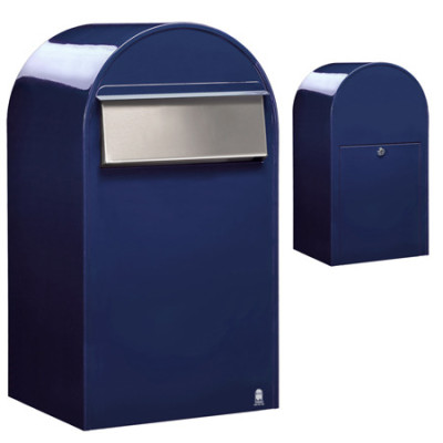 Postlåda BOBI GRANDE B (Baktöming) - Blå RAL 5003 och rostfri lucka