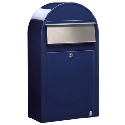 Postlåda BOBI GRANDE S - Blå RAL 5003 med rostfri lucka