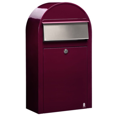Postlåda BOBI GRANDE S - Vinröd RAL 3005 med rostfri lucka