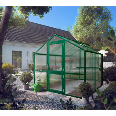 Växthus 5 kvm – Rose II grön | aluminium & 10 mm UV ISO kanalplast