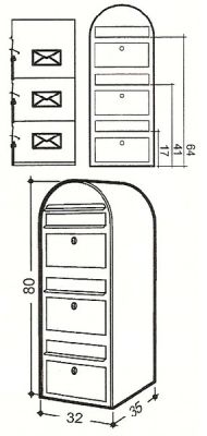 Postlåda BOBI TRIO - Blå RAL 5003